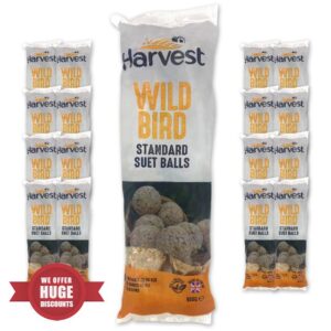 Harvest Suet Fat Balls for Wild Birds - 192 High Energy Bird Food Balls for Fat Ball Feeder & All-Season Wild Bird Feeding - 16 x 12 packs - 14.4KG