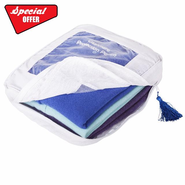 Extra Large Cashmere Sweater Storage Bag | Spacious Anti Moth Cashmere Protection Pouch XL for Multiple Jumpers and Cardigans