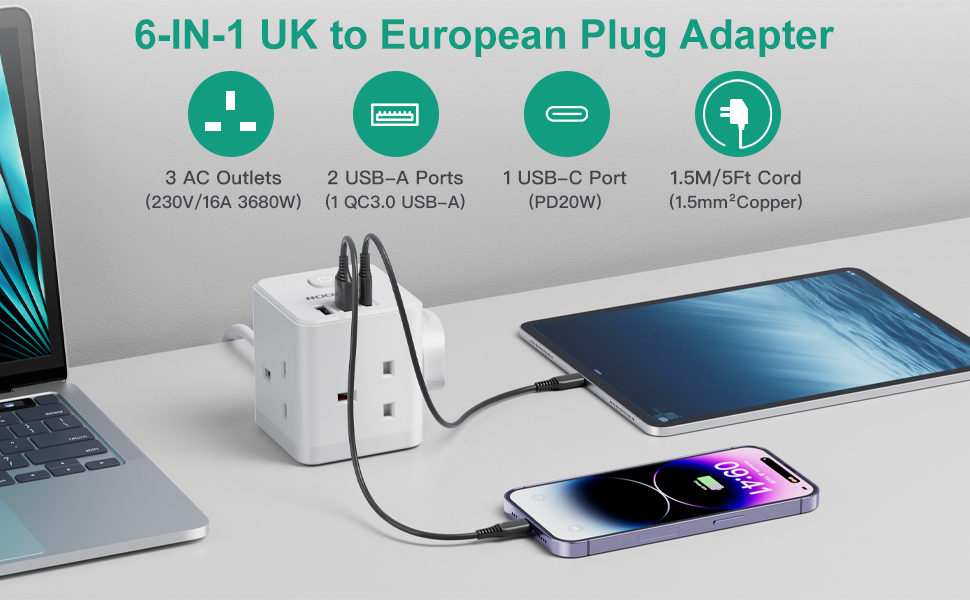 UK to European Plug Adapter