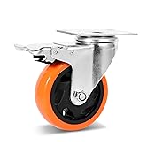 W B D WEIBIDA 3-inch Plate Swivel Caster Wheels with Dual Locking, Polyurethane Castors with 1000...