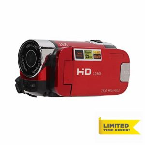Video Camera Camcorder Full HD 1080P 48MP 4K 2.7 270 Degree Rotating Screen Video Camera with USB Interface Vlogging Camera for Recording Videos (Red)
