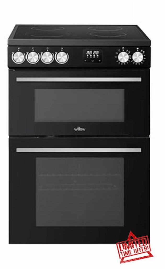 Willow WDOC60TBL 60cm Electric Double Oven Cooker with Ceramic Hob