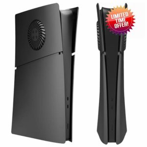 Wedorat FacePlates for PS5 Slim Digital Edition Cover Plates for PS5 Slim with Cooling Vents ABS Anti-Scratch Dustproof Protective Shell Replacement Face Plate for PlayStation 5 Slim Accessories Black