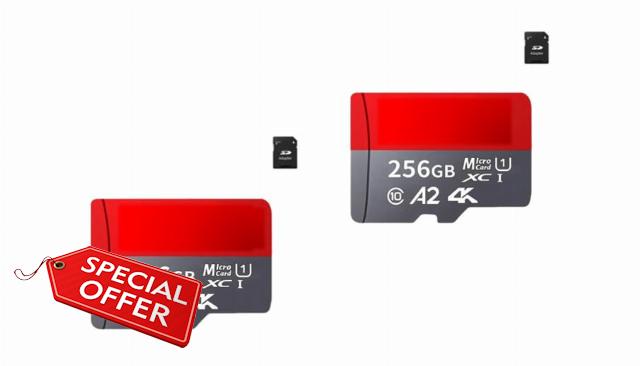 2-Pack- 256GB MicroSD card + SD adapte