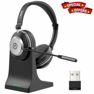 Wantek Wireless Headset with Microphone for PC Bluetooth Headset with Noise Canceling Microphone