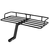 HOMFME 123 x 102 x 14cm Roof Rack Basket, Steel Car Top Luggage Holder with Wind Fairing & 4 U-sh...