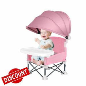 Baby Folding Dining Chair with Canopy and Removable Tray