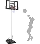 GYMAX Basketball Hoop and Stand, 5.6FT-10FT Height Adjustable Basketball Goal System with Shatter...