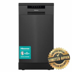 Hisense HS523E15BUK Slimline 10 Places Free Standing Dishwasher Black with 30 Minutes Quick Wash [Energy Class E]            [Energy Class E]
