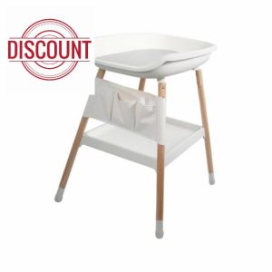 simpa Height Adjustable Baby White Changing Table with Grey Changing Pad