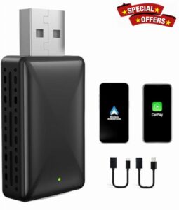 2 in 1 Wireless CarPlay Adapter & Android Auto Wireless Adapter - Convert Factory Wired to Wireless CarPlay Dongle Cars - Stable Fast Connection- Plug& Play - Auto Connect & Online Update