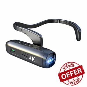 Tyatocepy 4K 30FPS Head Mounted Camera Wearable WiFi Video Camcorder Camera 120°Wide Angle Lens Anti-Shake APP Control Camera