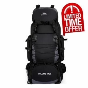 Mxaeyar 90L Hiking Backpack Large Capming Rucksack Waterproof Hiking Daypack Black Daypack for Mountaineering Travelling Climbing Outdoor Tekking Backpack for Men Wome