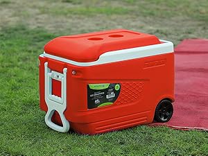 ROYALFORD Ice Cooler Box 45L Camping Picnic Insulated Food Container-Ice Box, Red