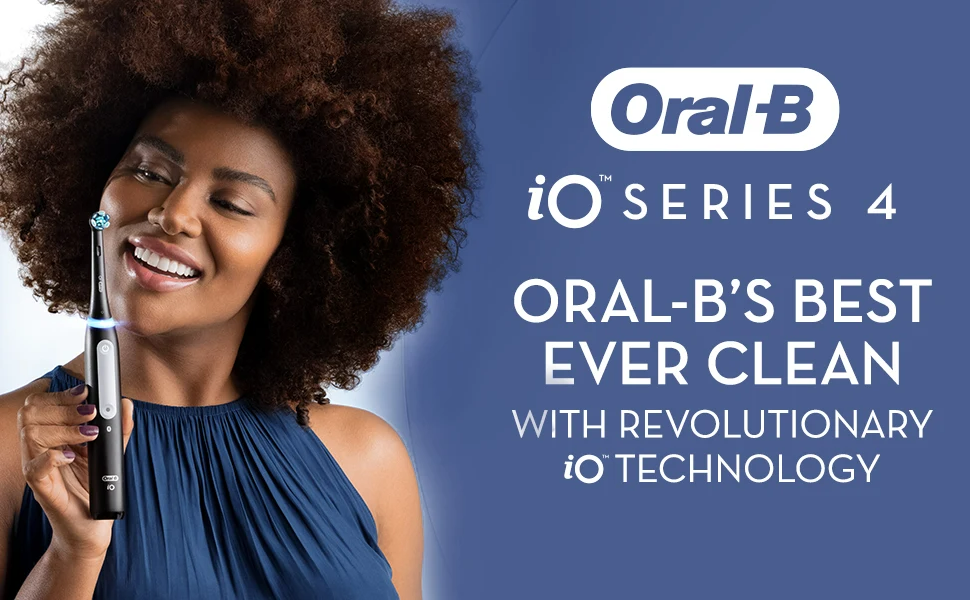 oral b io4 black lady holding the toothbrush
