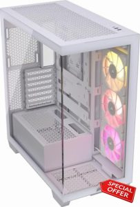CORSAIR iCUE LINK 3500X RGB Mid-Tower ATX PC Case – Panoramic Tempered Glass – Reverse Connection Motherboard Compatible – 3x CORSAIR iCUE LINK RX120 RGB Fans Included – White