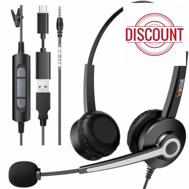 Wantek USB Headsets with Microphone