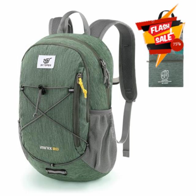SKYSPER Foldable Small Backpack – 20L Lightweight Hiking Daypack with Chest Belt Packable Travel Rucksack for Women Me