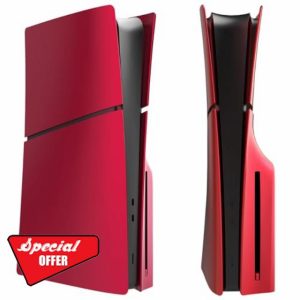 Wedorat FacePlates for PS5 Slim Disc Edition Cover Plate for PS5 Slim Premium ABS Replacement Plates Anti-Scratch Dustproof Protective Shell Case for Playstation 5 Slim Accessories Red