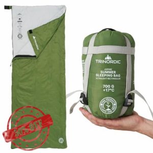 Trinordic Rectangular Ultralight Sleeping Bag – 700g with Anti-Snag Zipper