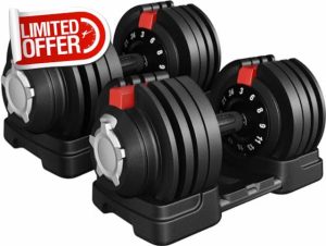 Yaheetech Adjustable Dumbbells Pair 18KGx2/24KGx2 Adjustable Dumbbell Set 12 In 1 Adjustable Weights with Safety Locking Mechanism