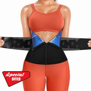 KUMAYES Waist Trainer Belt for Women Belly Fat Sauna Sweat Waist Cincher Trimmer Tummy Control Wrap Workout Body Shaper Band Zippe