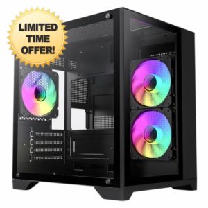 GameMax Infinity Mini Micro-ATX PC Gaming Case With 3 x GameMax FN-12 Rainbow-C9-Infinity Fans