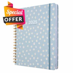 Kokonote Diary 2024-2025 Daisy | Desk Planner 8.3 x 9.8 inches - 21 x 25 cm | 17 Months Academic Diary Week To View | August 2024 - December 2025 | Mid Year Diary 2024-2025 With Stickers & Tabs