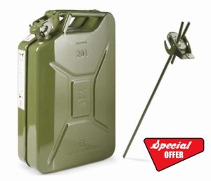 Invopak 20L Green Metal Jerry Can | with Double Adapter Converter | UN Approved |Petrol Diesel Fuel