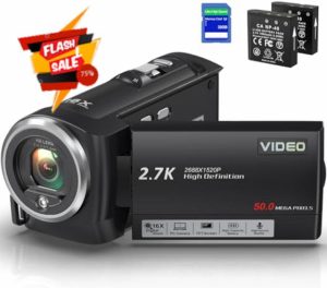 Delmodes Camcorder Video Camera 2.7K 50MP 16X Digital Zoom Vlogging Camera with LED Fill Light for YouTube