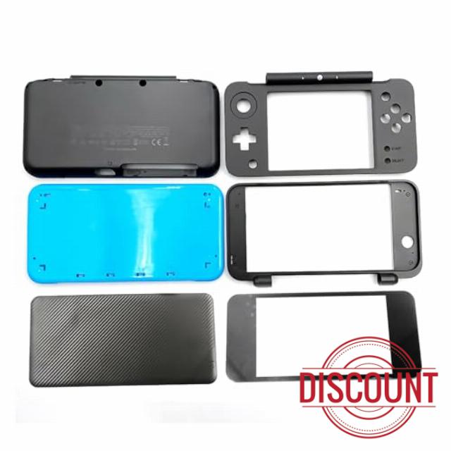 New2DSXL Extra Housing Case Shells Black/Blue 6 PCS Full Set Replacement