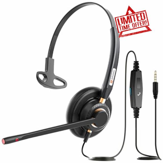 Arama Cell Phone Headset with Mic Noise Cancelling & In-line Control