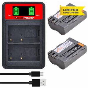 Pickle Power 2Pcs EN-EL3E Replacement Battery with Dual USB Charger for Nikon D700 D90 D300S D300 D200 D80 D50 D70S D70 D100 D900 Digital Cameras