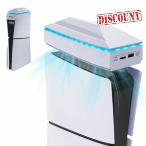 Tendak Cooling Fan for PS5 Slim Upper LED Cooler Fan with RGB Light