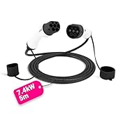 Cord Type 2 to Type 2 EV Charging Cable, 32amp, 22kW, 7.5 Metre, Three Phase