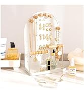 ProCase Jewelry Organizer Stand, 5 Tier Jewelry Tree Holder with Wooden Drawer Organizer Adjustab...