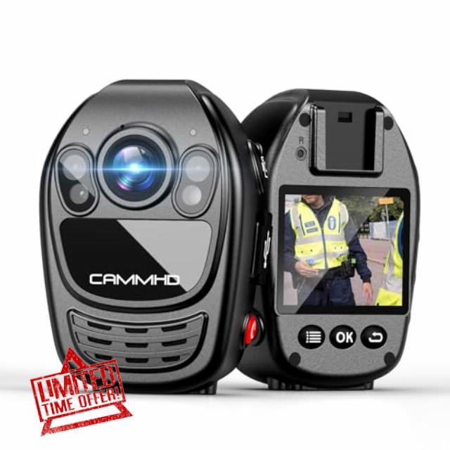 CAMMHD YX1 64GB 1440P/2K HD Body Camera with Audio and Video Recording Body Cam for Security with Extended Storage Design for Law Enforcement with Night Visio
