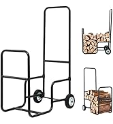 COSTWAY 8FT Firewood Log Rack, Heavy-Duty Tubular Steel Wood Storage Holder with Non-slip Pads, E...
