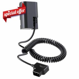 D Tap to DR-E6 Dummy Battery Coiled Cable for V-Mount Battery replace LP-E6 LP-E6N LP-E6NH Coupler for Canon EOS 5DS 5DSR 5D Mark II 5DIII 5D IV 60D 60Da 6D 70D 7D 7DII 80D