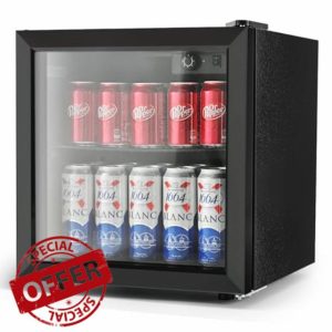 EUHOMY Beverage Refrigerator - 55 Can Drinks Fridge with Glass Door