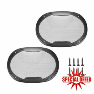 sourcing map 2pcs 6" x 9" Speaker Grill Mesh Decorative Oval Woofer Guard Protector Cover Parts Black