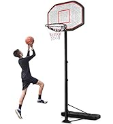 GYMAX 10 FT/12FT Basketball Hoop and Stand, Portable Basketball Set with 32