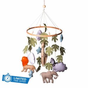 Safari Nursery Mobile with Realistic Felt Animals Lion