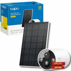 Tapo 2K 4MP QHD Solar Security Camera Kit with Rechargeable Battery and Solar Panel for Continuous Power