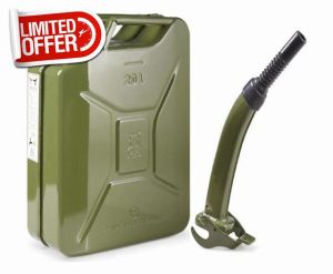 Invopak 20L Green Metal Jerry Can | with Fixed Pouring Spout | UN Approved |Petrol Diesel Fuel