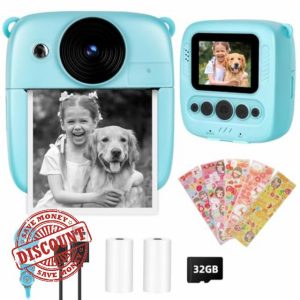 Niaazi Kids Polaroid Camera 1080P HD Kids Camera - Instant Print Camera for 3-14 Year Old