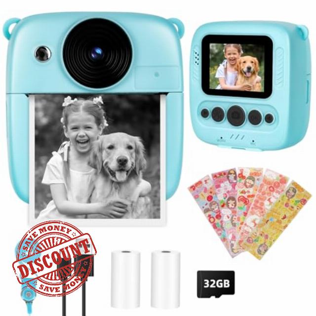 Niaazi Kids Polaroid Camera 1080P HD Kids Camera - Instant Print Camera for 3-14 Year Old