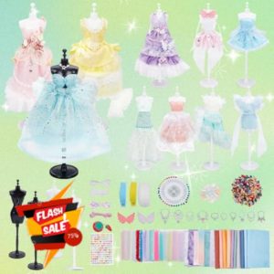 FREEBLOSS 600+Pcs Fashion Design Kit for Girls Creativity DIY Arts & Crafts Kit with 4 Mannequins