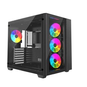 ATX Mid Tower - Dual Chamber | Front I/O USB Type-C with 4 x ARGB PWM Fans - Black