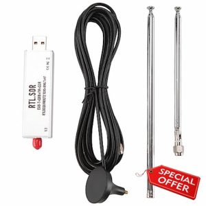 Qarmijaer RTL-SDR R820T2 V3 RTL2832U Tuner + Telescopic Antenna Tuner + Antenna Base Accessories